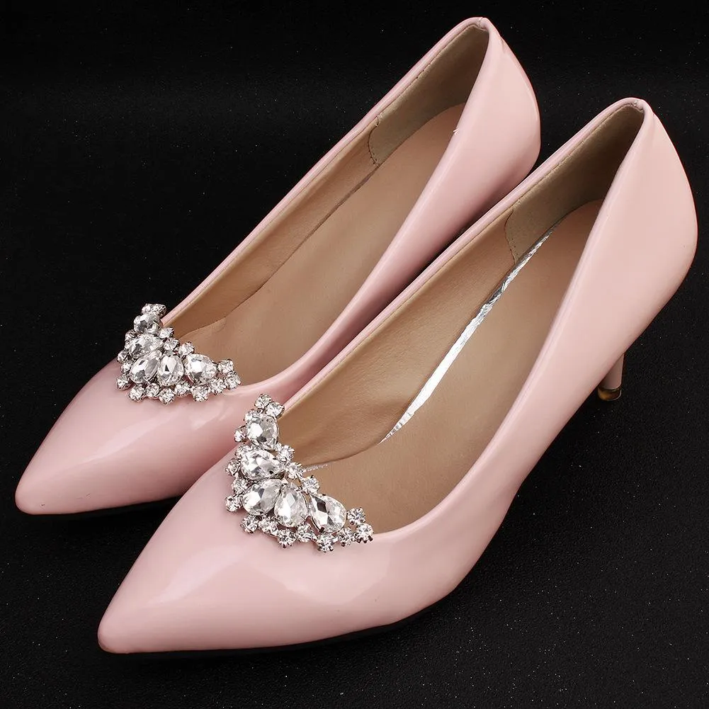 Elegant Rhinestone Shoe Buckles Pair - Bridal Wedding Shoe Clips
