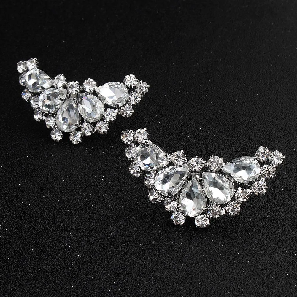 Elegant Rhinestone Shoe Buckles Pair - Bridal Wedding Shoe Clips