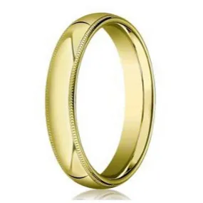 10K Yellow Gold Comfort-Fit Wedding Band with 5mm Domed Milgrain Polished Finish
