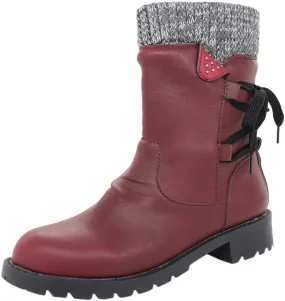 AMDBEL Knee High Boots Women Low Heel, Womens Boots Fall 2023 Knee High, Snow Boots for Women Fur Lined Round Toe Square Heel Snow Boots Winter Mid Calf Boots