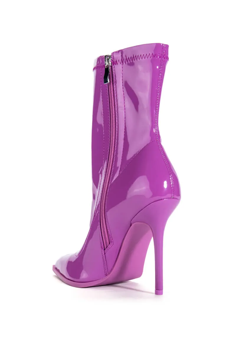AZALEA WANG ISABELLA PATENT BOOTIE IN PURPLE