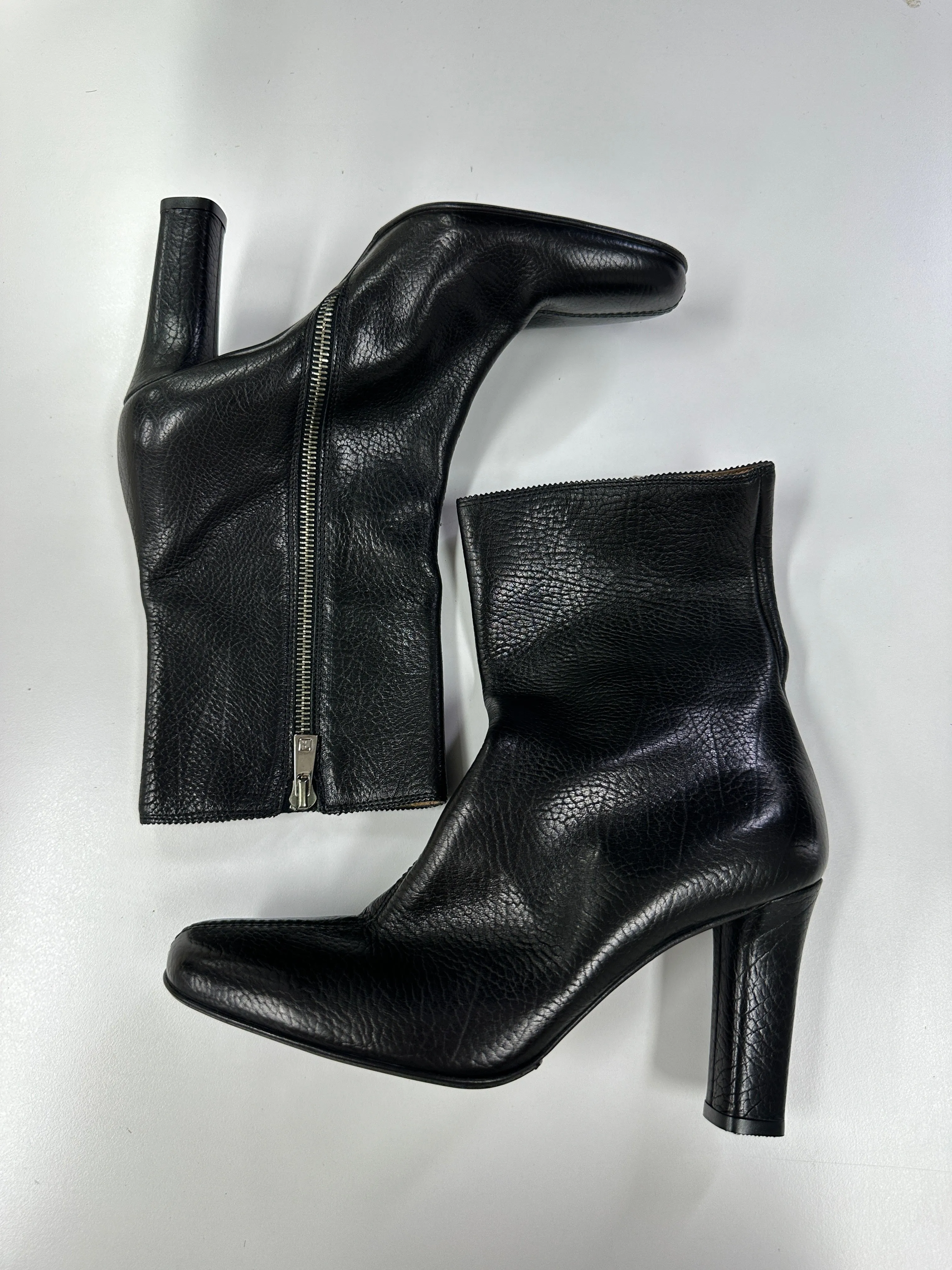 Black Leather Ankle Boots