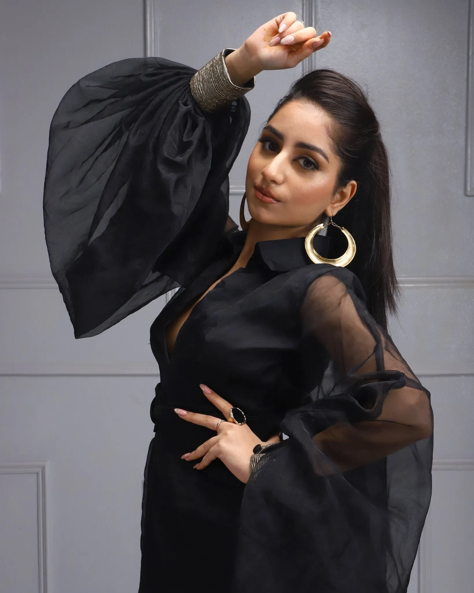 Stylish Black Sheer Dress with Alluring Design