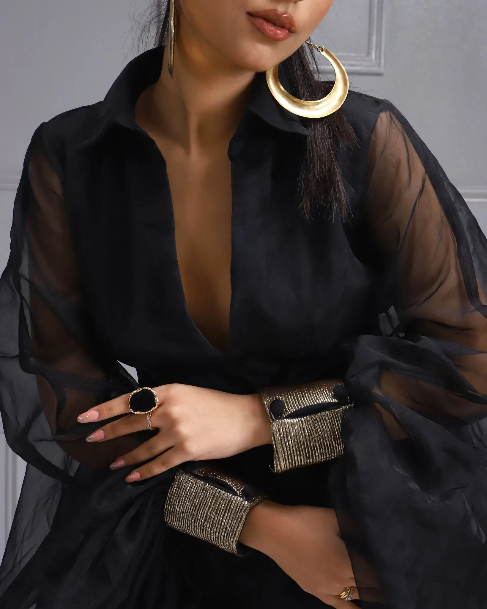 Stylish Black Sheer Dress with Alluring Design