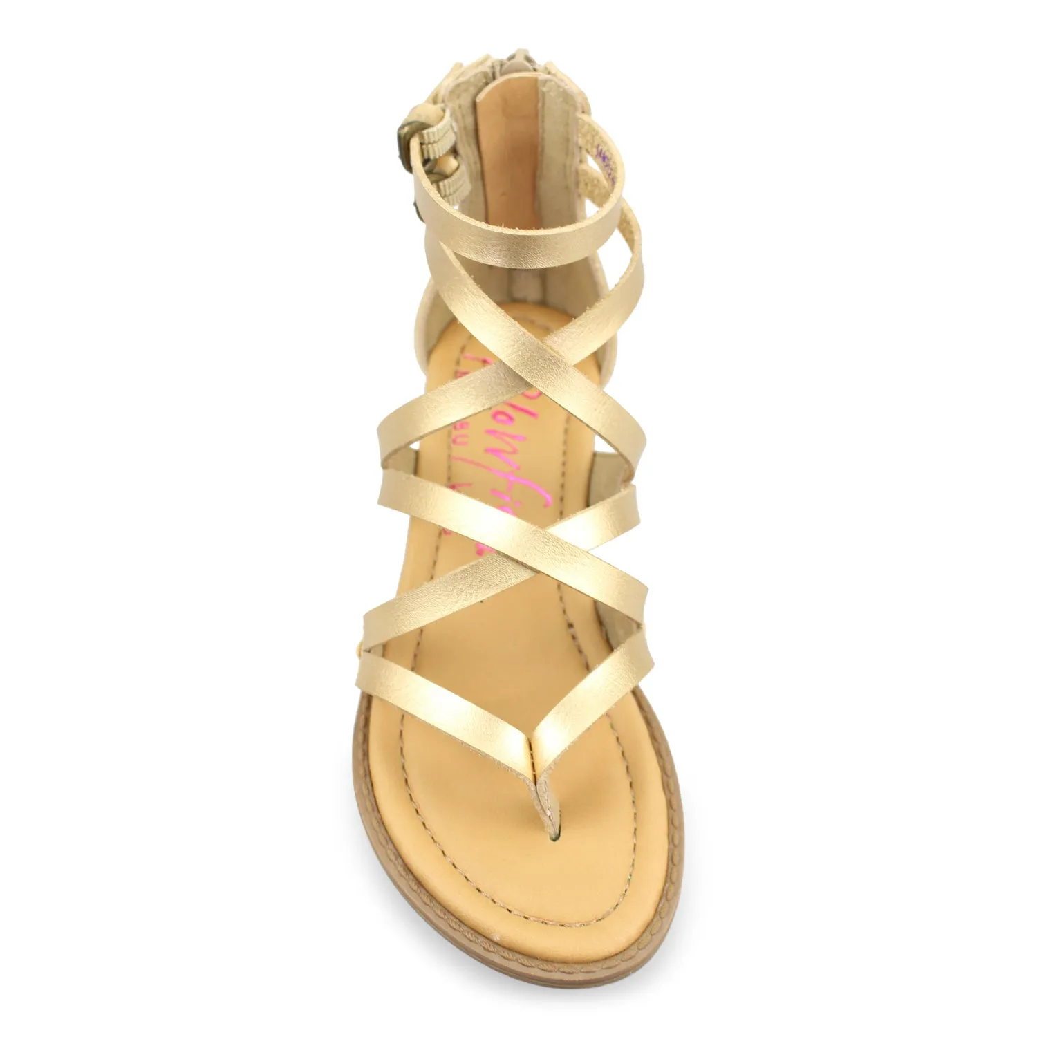 Blowfish Malibu Billa-K Womens Pearl Gold Crisscross Sandals with Zipper Closure
