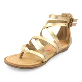 Blowfish Malibu Billa-K Womens Pearl Gold Crisscross Sandals with Zipper Closure