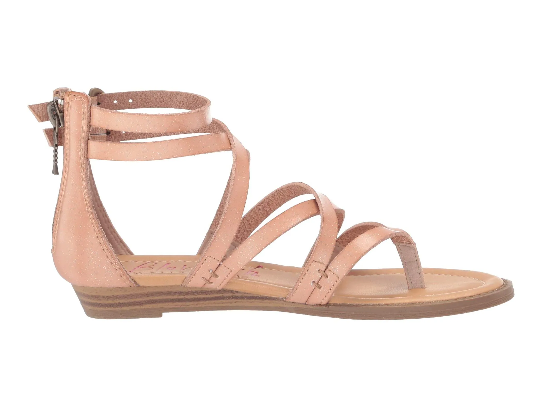 Nude Glitter Crisscross Strap Sandals - Blowfish Malibu Bungalow-K