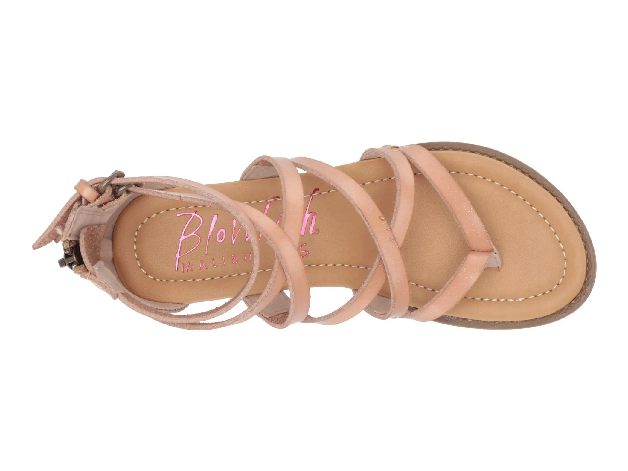 Nude Glitter Crisscross Strap Sandals - Blowfish Malibu Bungalow-K