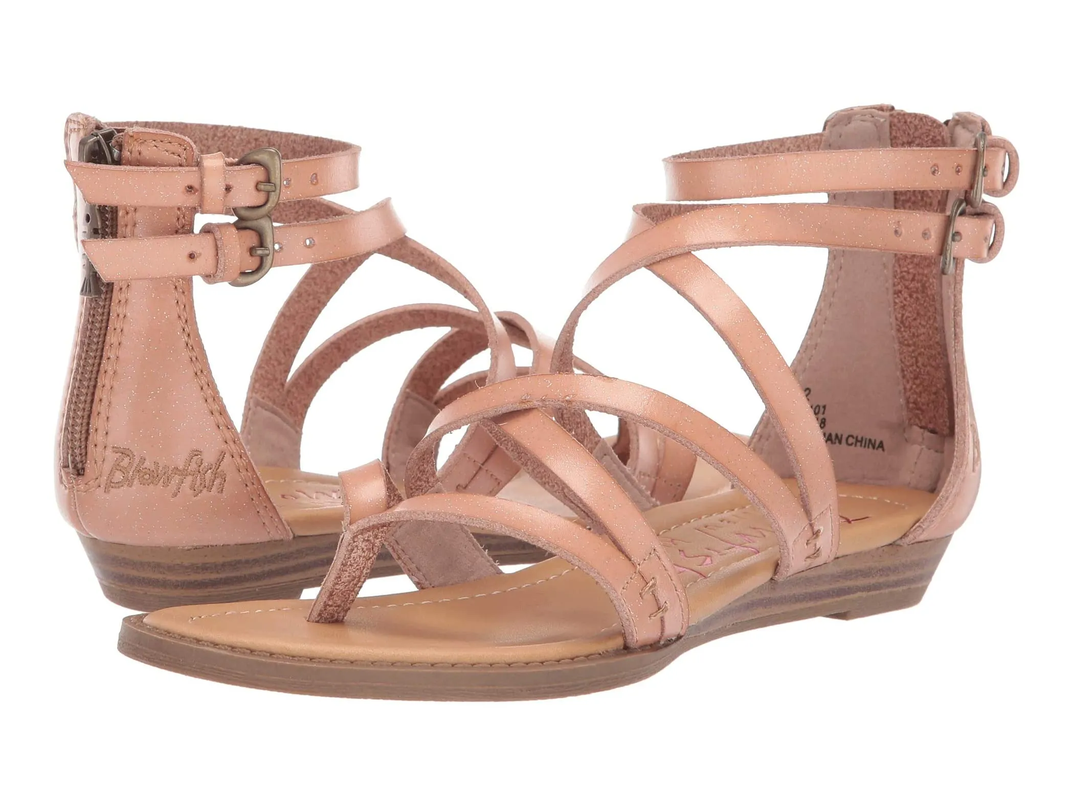 Nude Glitter Crisscross Strap Sandals - Blowfish Malibu Bungalow-K