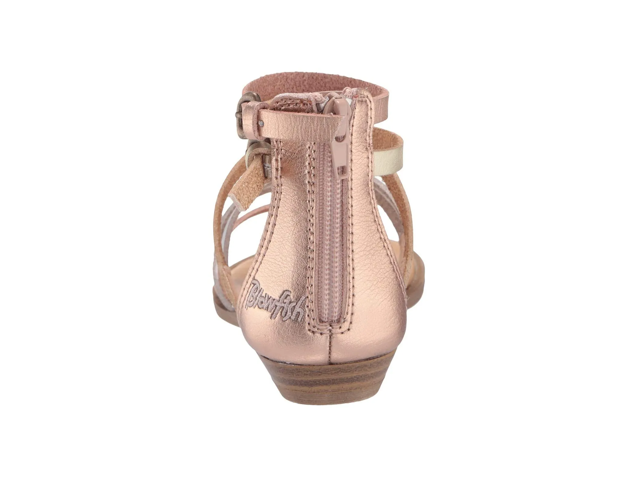 Kids Silver and Rose Gold Open Toe Sandals with Fashion Straps by Blowfish Malibu - Bungalow-K Model