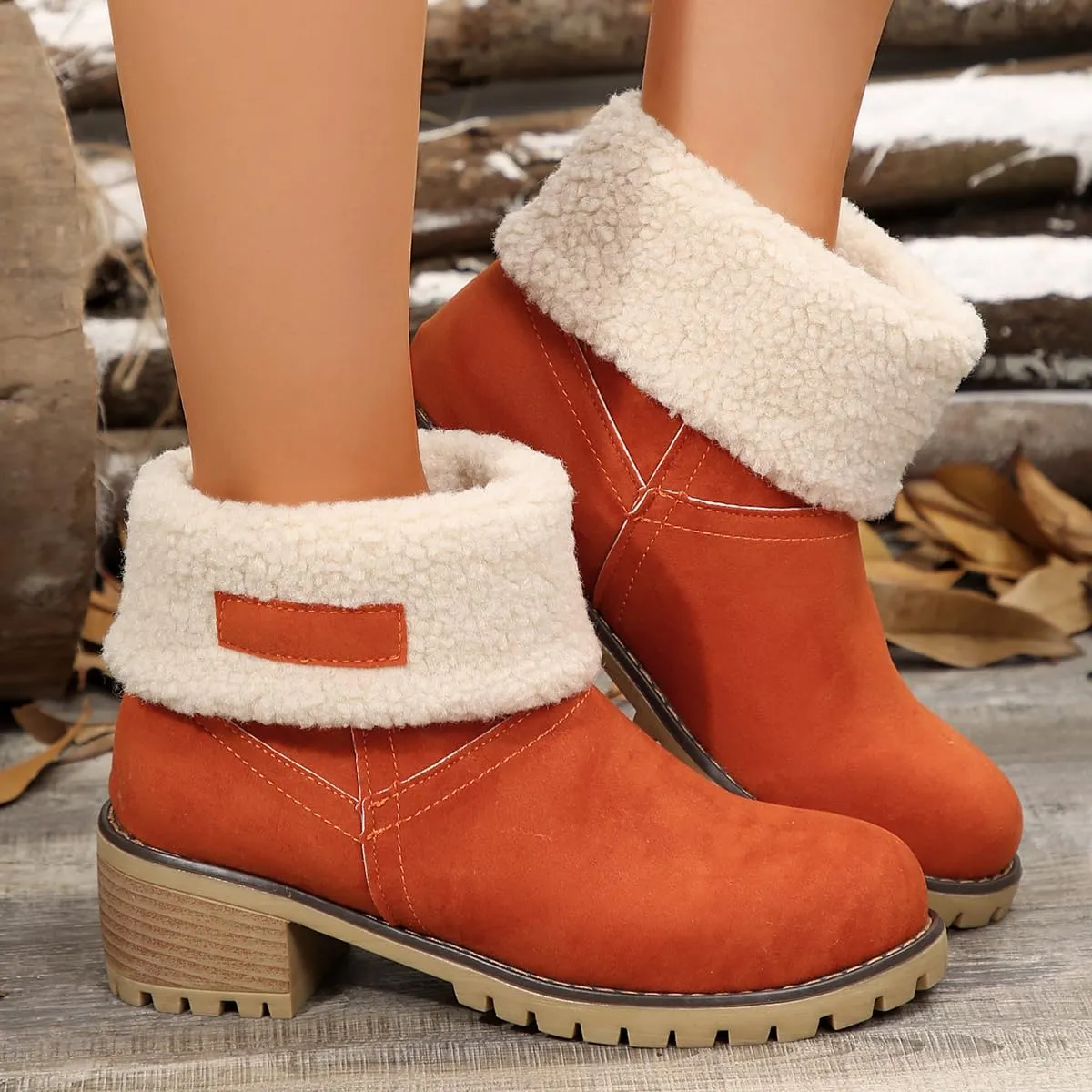 Boots for Women 2024 Winter Warm Snow Boots Plush Lined Mid Calf Boots for Women Fashion Suede Winter Outdoor Shoes