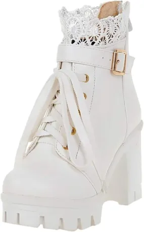 Boots for Women Goth Chunky Platform Boots for Women High Heel Black Ankle Booties Rivets Punk Combat Boot Shoes