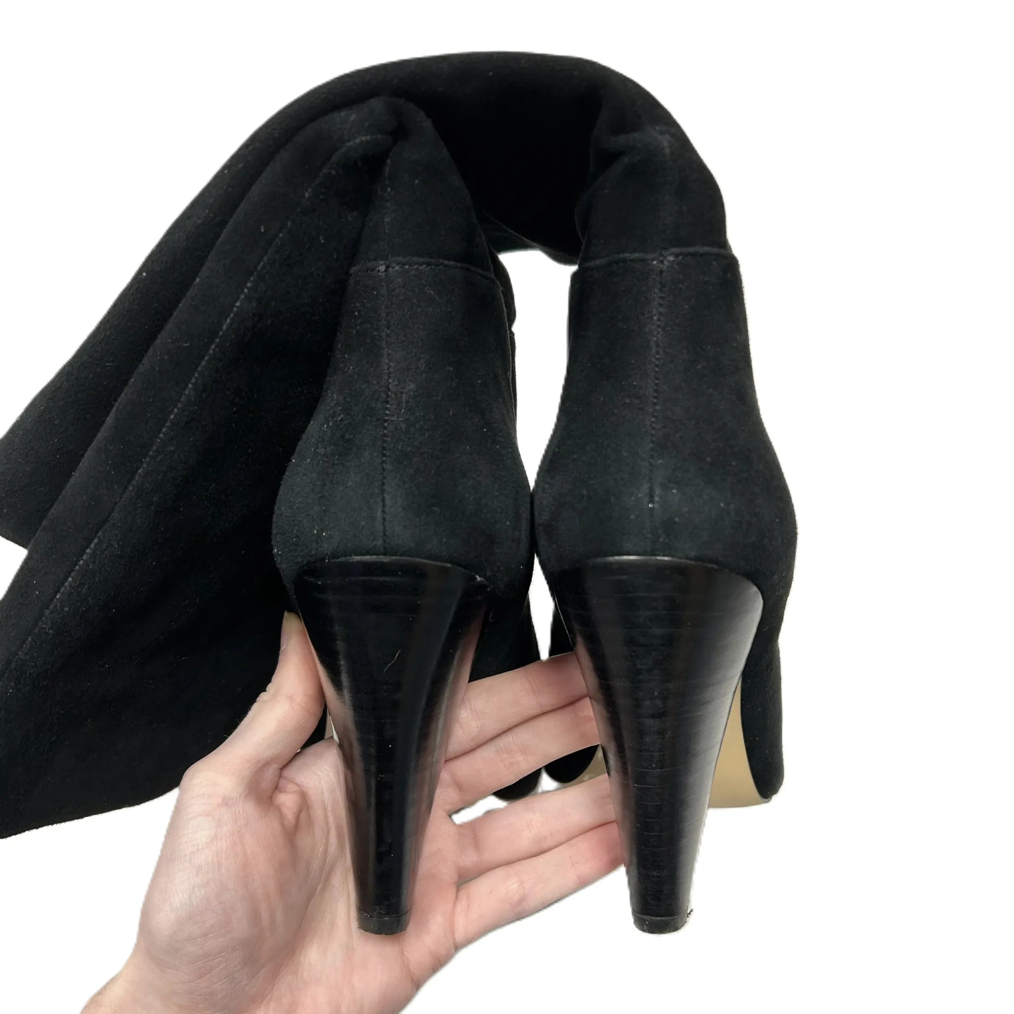 Boots Mid-calf Heels By Something Navy In Black, Size: 9
