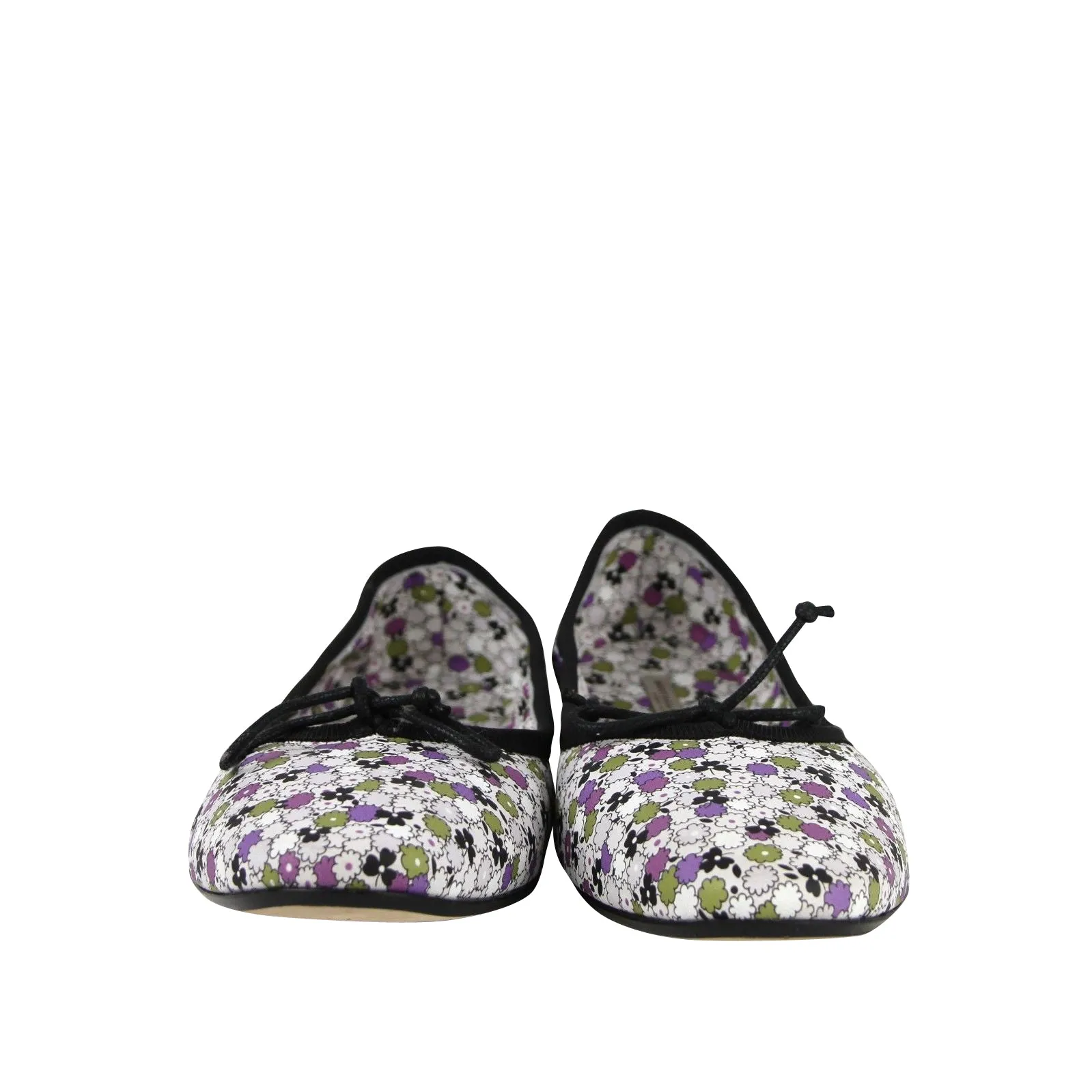 Bottega Veneta Women's Floral Green / Purple / Black Leather Ballet Flats