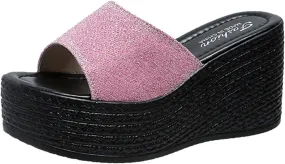 Breathable Open Toe Sandals for Women Rhinestone Open Toe Slip on Casual Sandal Versatile Sandals for Women