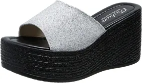 Breathable Open Toe Sandals for Women Rhinestone Open Toe Slip on Casual Sandal Versatile Sandals for Women