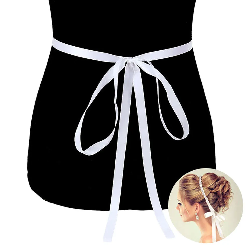 Elegant Bridal Wedding Belt with Bubble Stone Sash Ribbon and Matching Headband