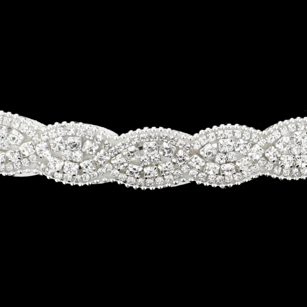 Elegant Bridal Wedding Belt with Bubble Stone Sash Ribbon and Matching Headband