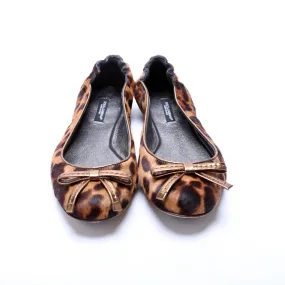Calf Hair Leopard Ballet Flats Size 38 Brown