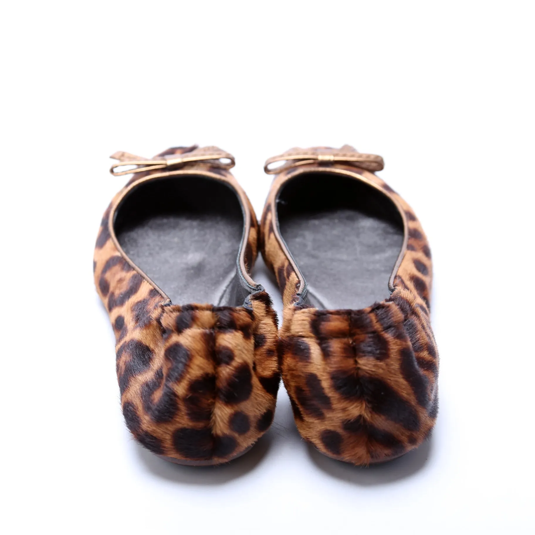 Calf Hair Leopard Ballet Flats Size 38 Brown