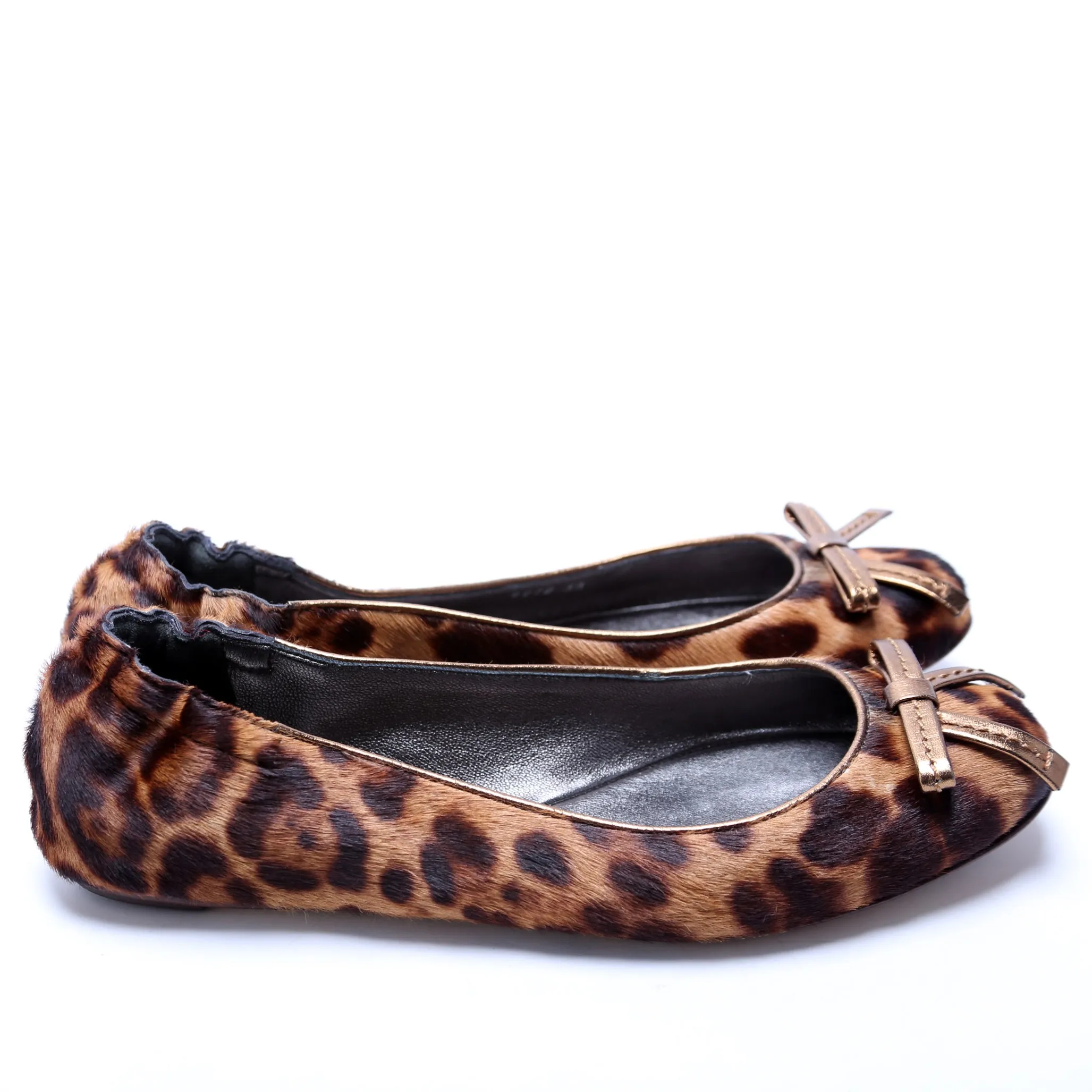 Calf Hair Leopard Ballet Flats Size 38 Brown