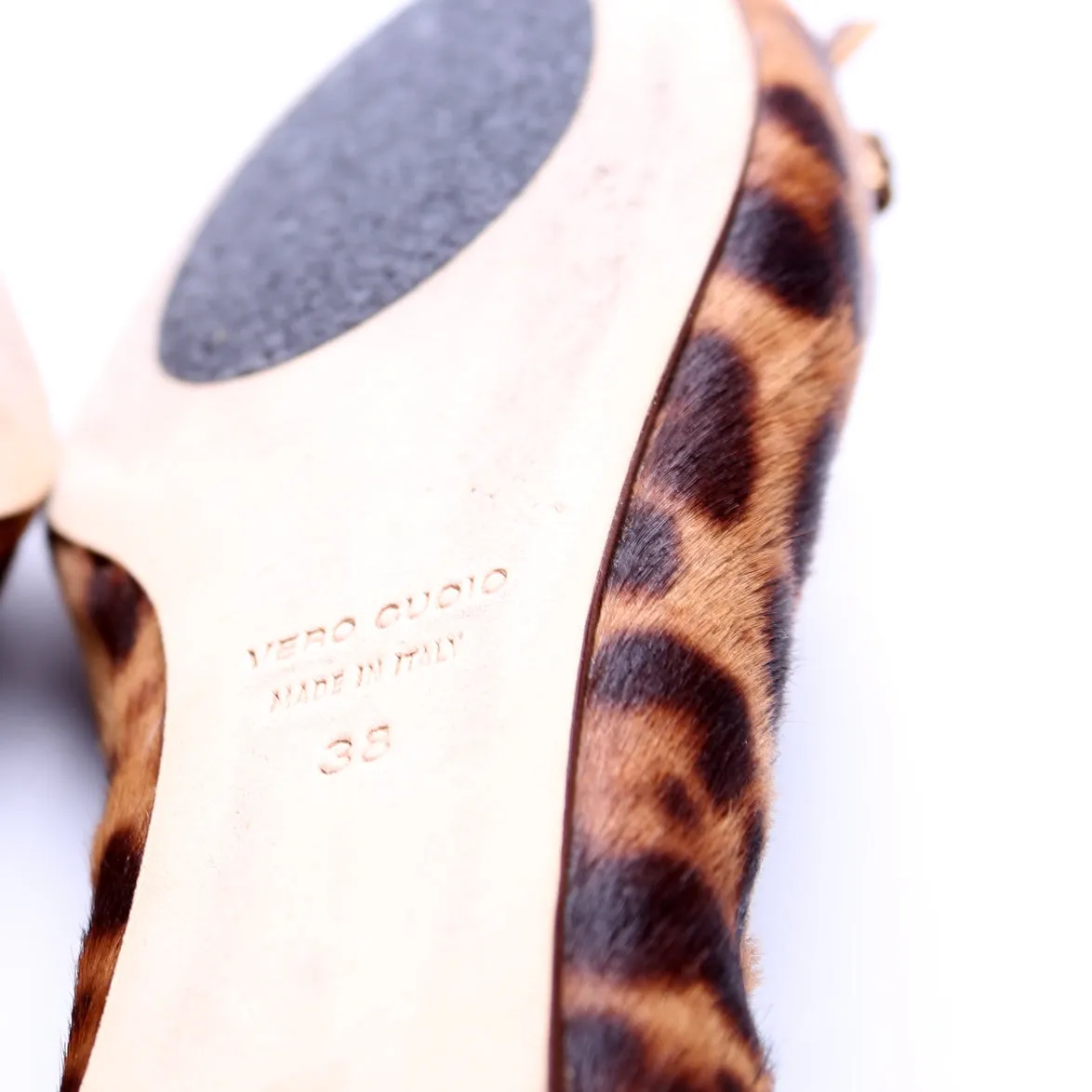 Calf Hair Leopard Ballet Flats Size 38 Brown