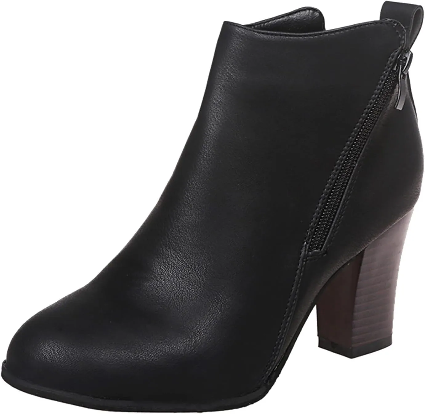 Cathalem Booties for Women 2024 Women's Wide Width Ankle Boots Extra Wide Mid Heel Side Zipper Booties Pointed Toe Ankle Booties