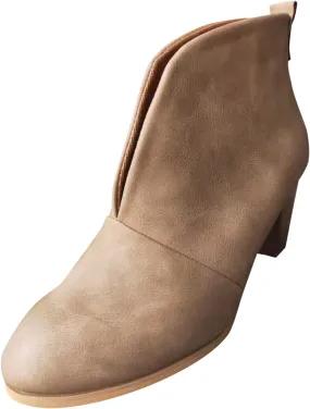 Cathalem Booties for Women, Womens Ankle Boots Pointed Toe Faux Stacked Chunky Heels Tassels Side Zipper Booties