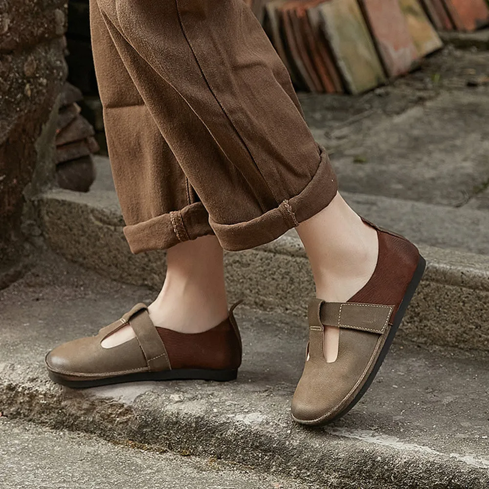 Color-block Velcro Flat Shoes For Women
