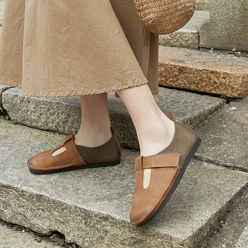 Color-block Velcro Flat Shoes For Women