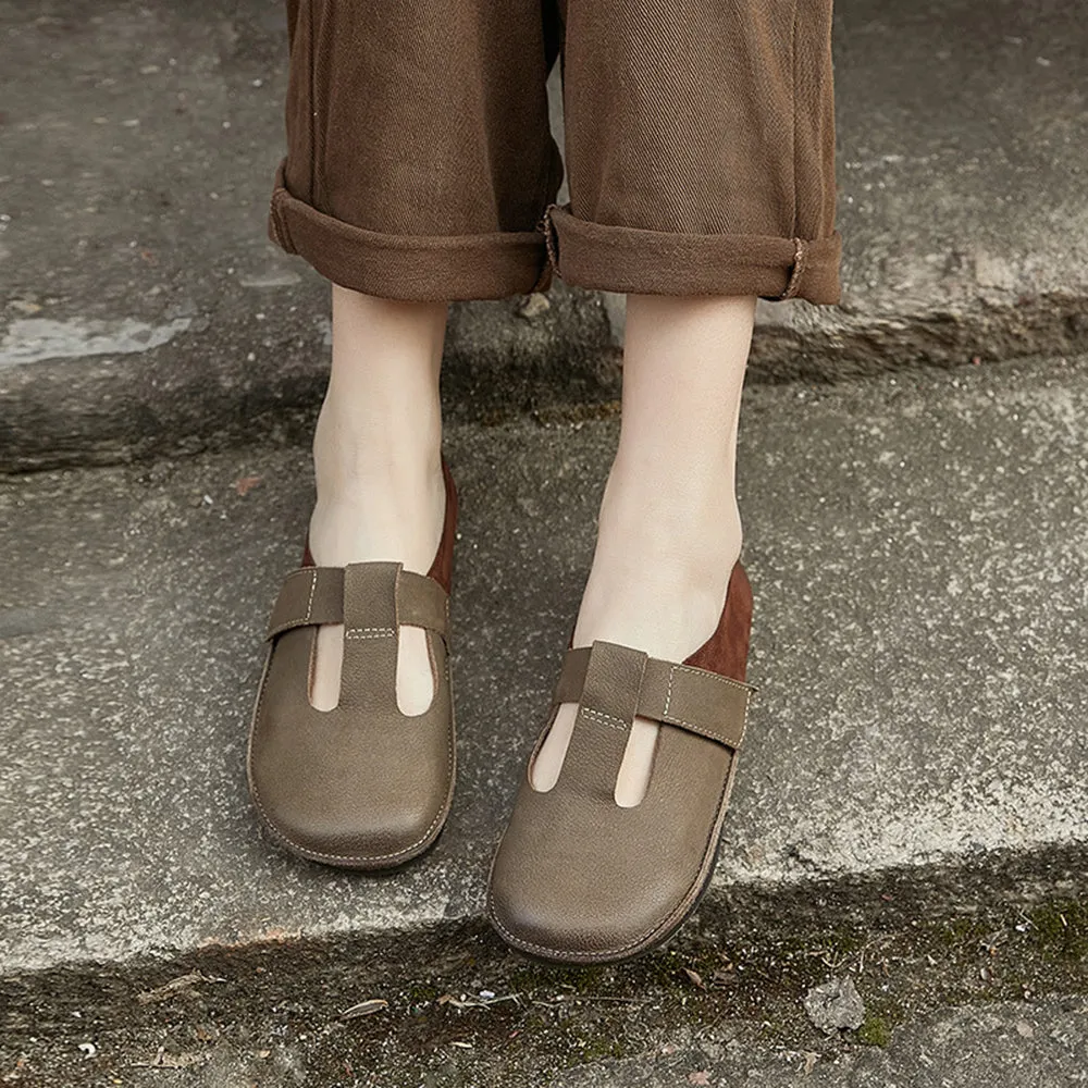 Color-block Velcro Flat Shoes For Women