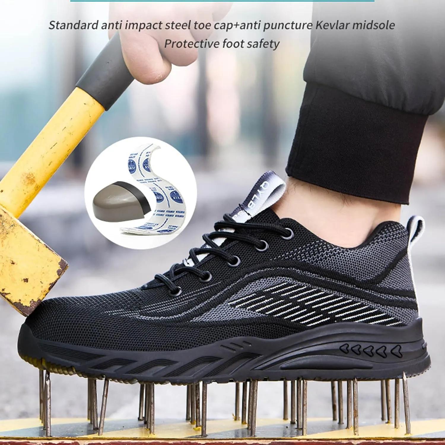 Couple Men's Steel Toe Shoes Men Composite Toe Shoes Comfortable Walking Sneakers Non Slip Sneaker Shoes for Men Size 12