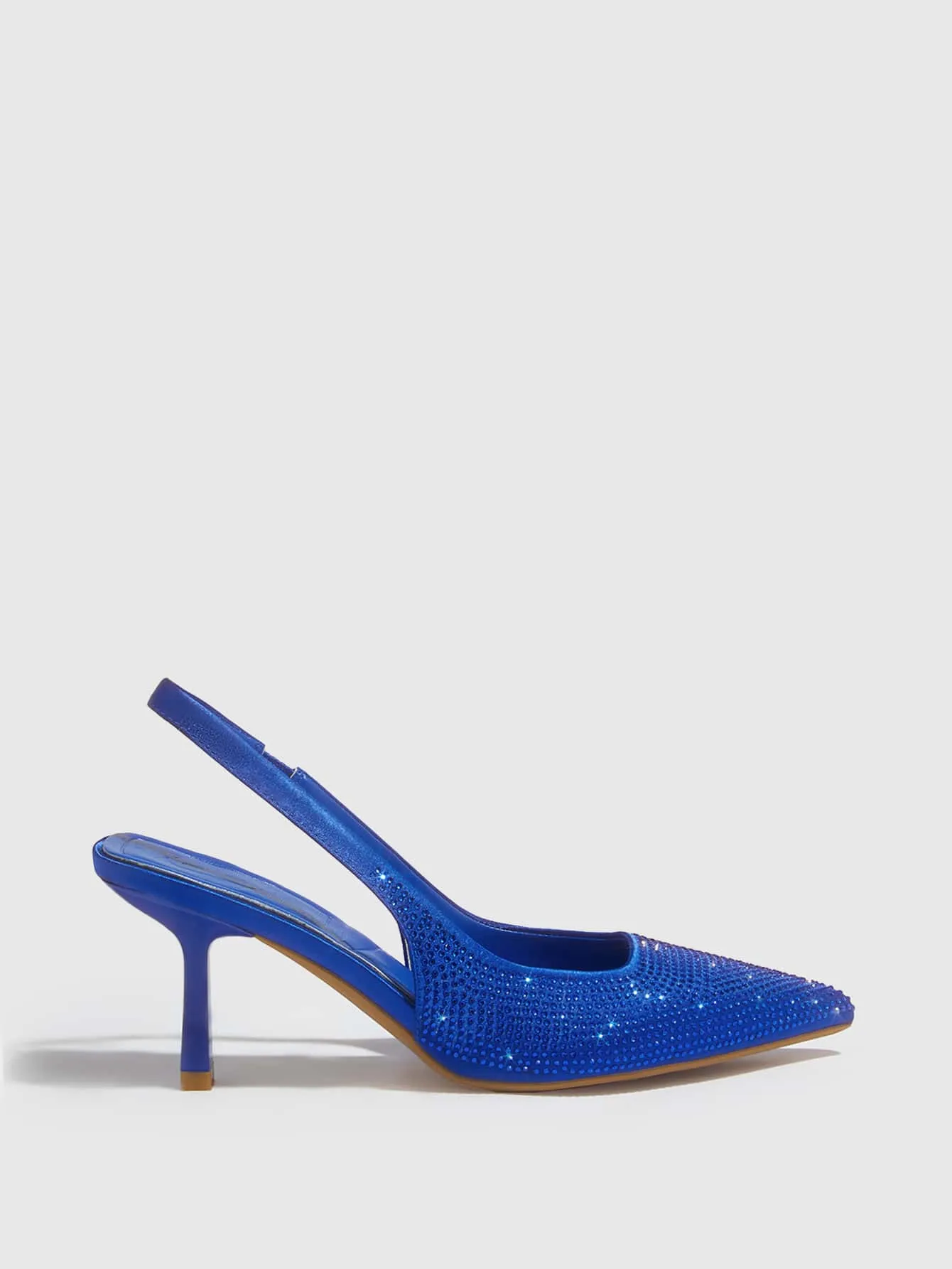 CUCCOO CHICEST Woman Shoes Rhinestone Decor Point Toe Slingback Royal Blue Pumps For Summer Vacation Shoes Summer Sale