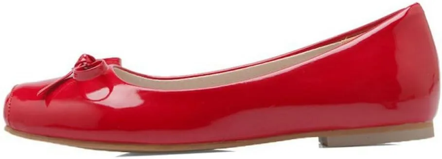 DINTAHA Square Toe Flats with Bow Patent Leather Flats for Women Slip On Ballet Flats