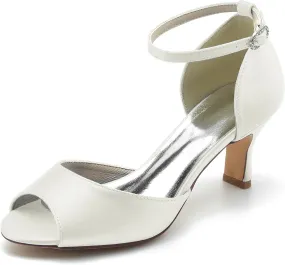 Hanfike Evening Sandals for Women Low Heel Ankle Strap Wedding Party Shoes JY099