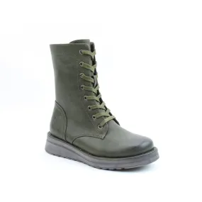 Heavenly Feet Martina 4 Ladies Khaki Vegan Zip & Lace Mid-Calf Boots