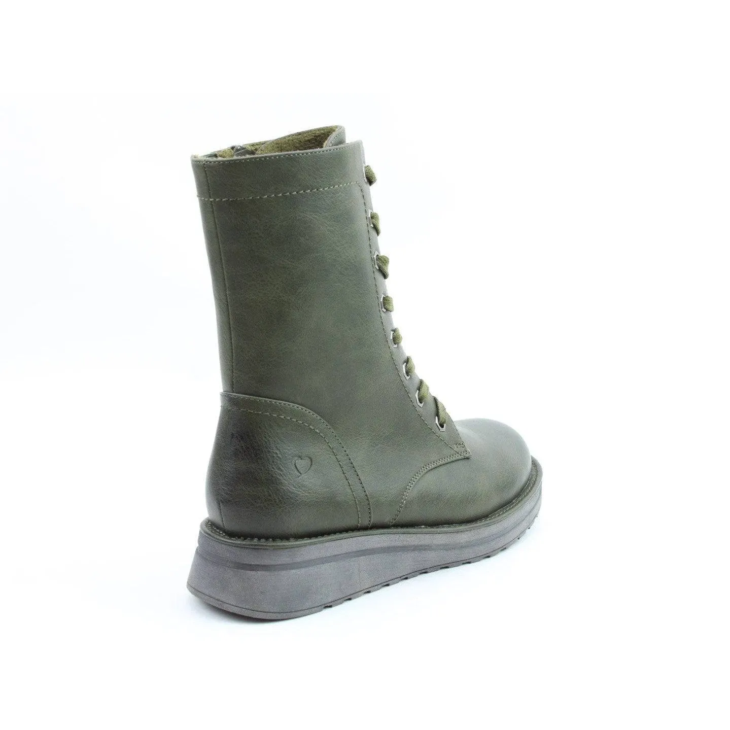 Heavenly Feet Martina 4 Ladies Khaki Vegan Zip & Lace Mid-Calf Boots