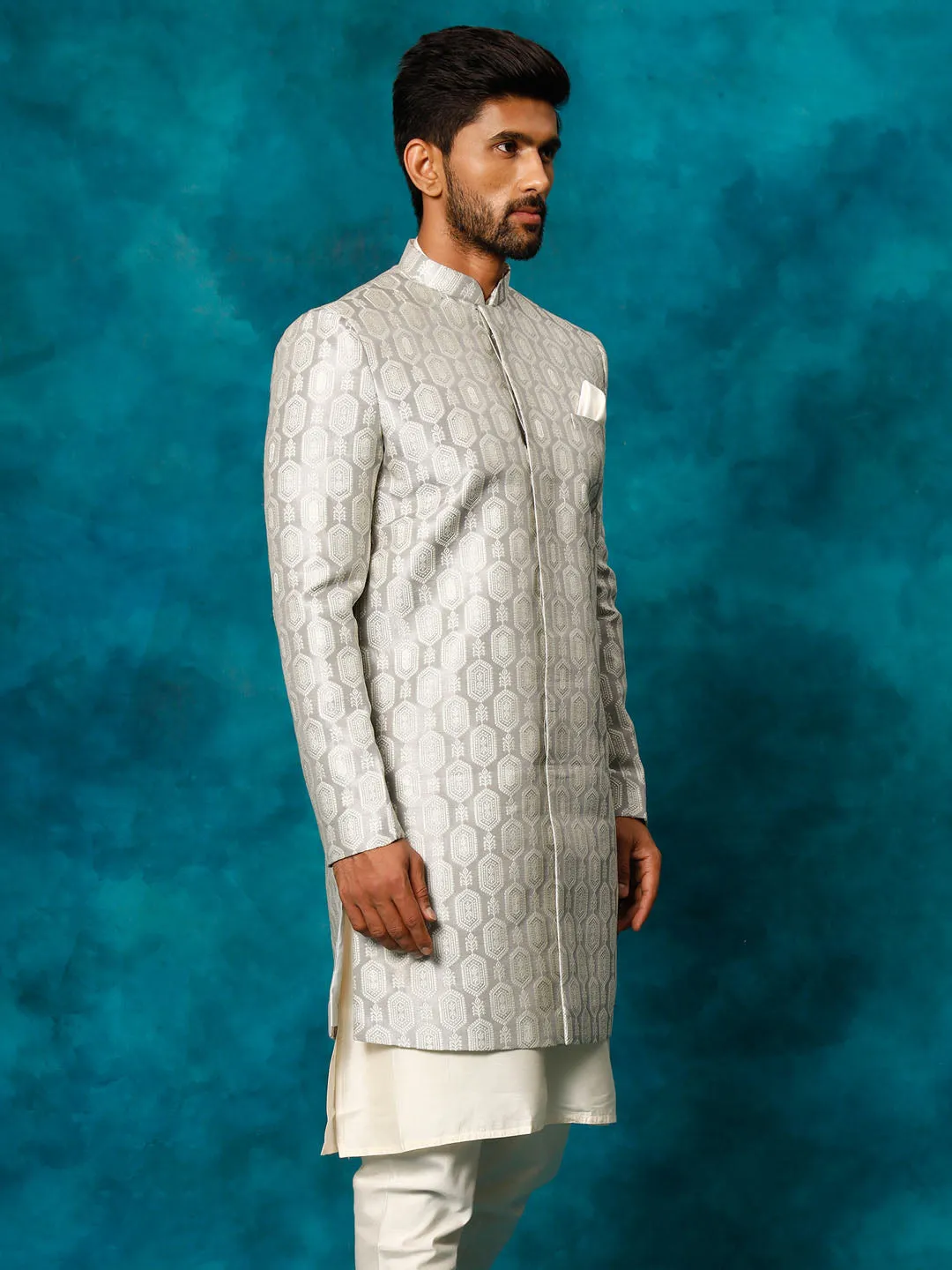 Jashvi Men's Grey Imported Jacquard Indo Only Top