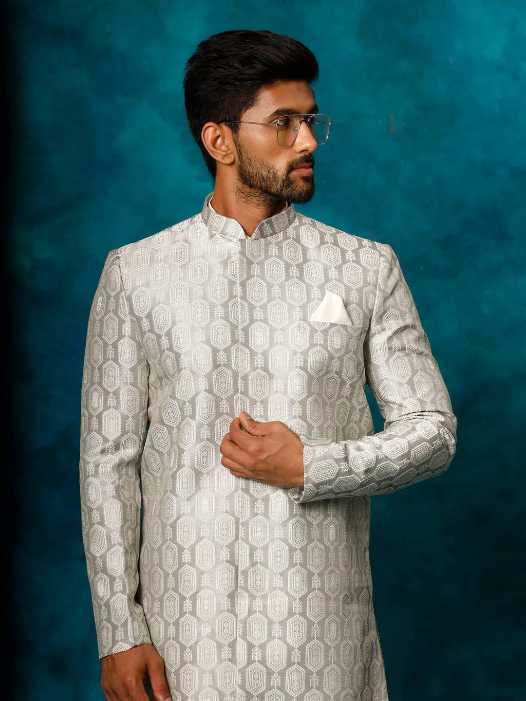 Jashvi Men's Grey Imported Jacquard Indo Only Top