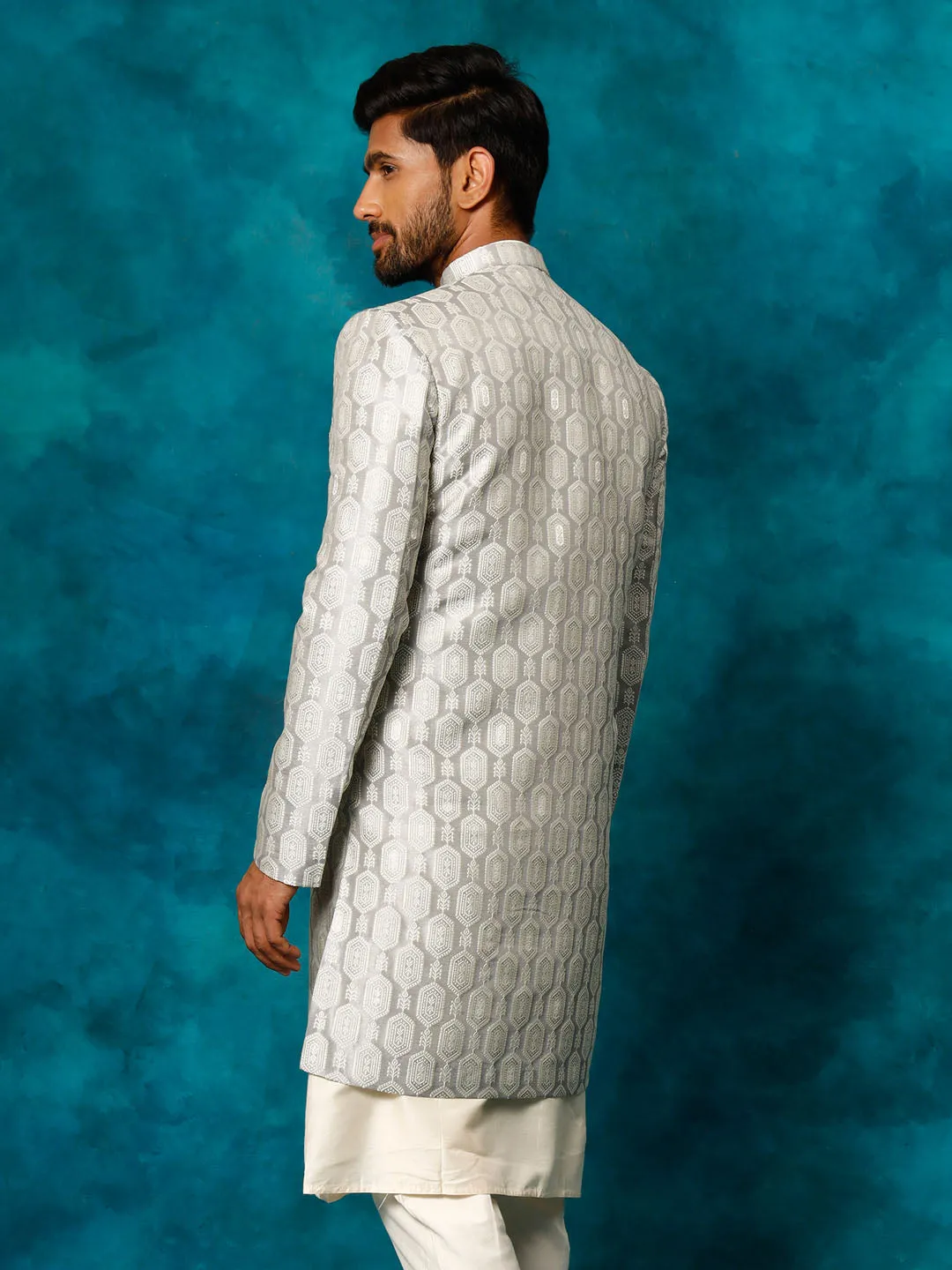 Jashvi Men's Grey Imported Jacquard Indo Only Top