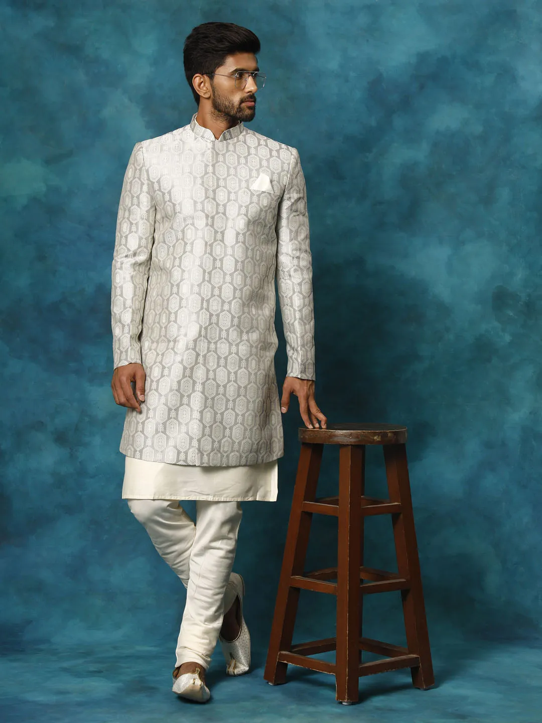 Jashvi Men's Grey Imported Jacquard Indo Only Top