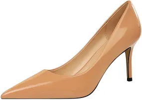 JOEupin Women's High Heel Slip on Pumps Pointed Toe Classic Fashion 3inch Party Stiletto Heels Dress Office Shoes 014