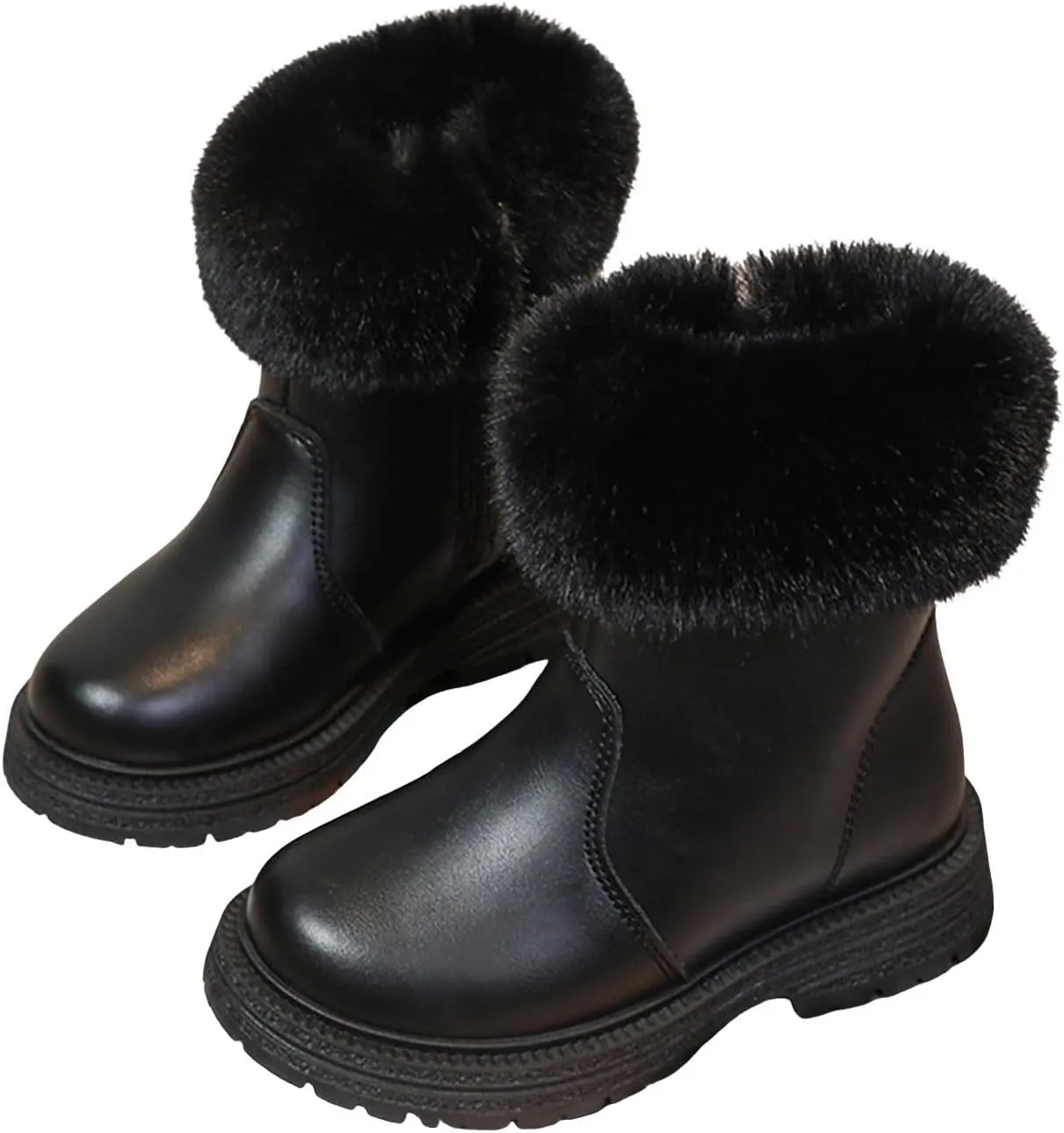 Kids Girls Winter Boots Toddler Kid Fashion Fur Lined Lightweight Warm Snow Boots Outdoor Ankle Snow Booties