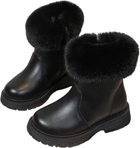 Kids Girls Winter Boots Toddler Kid Fashion Fur Lined Lightweight Warm Snow Boots Outdoor Ankle Snow Booties