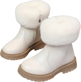 Kids Girls Winter Boots Toddler Kid Fashion Fur Lined Lightweight Warm Snow Boots Outdoor Ankle Snow Booties