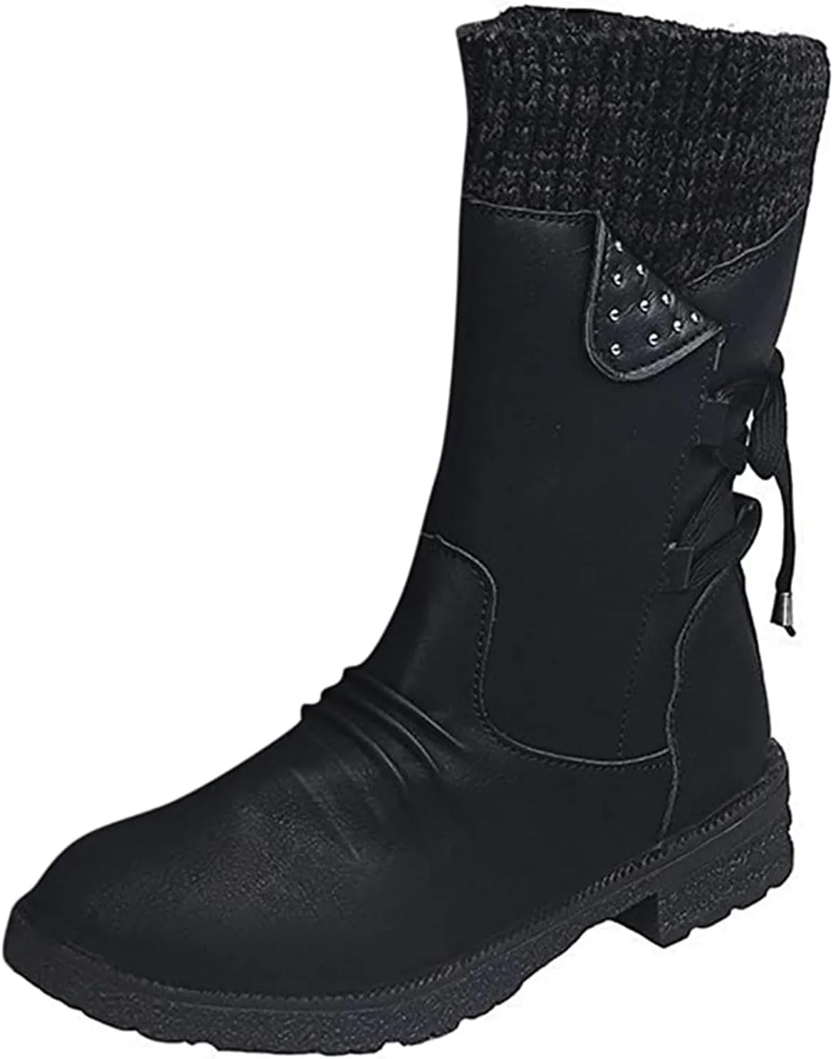 Ladmiple Boots For Women 2024 Low Heel Ankle Bootie Winter Side Zipper Mid Calf Combat Western Motorcycle Riding Biker Boots