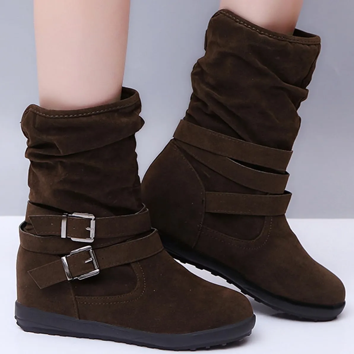Ladmiple Snow Boots For Women Wide Width Winter Boots Slip on Fur Lined Lightweight Cold Weather Warm Ankle Booties Shoes