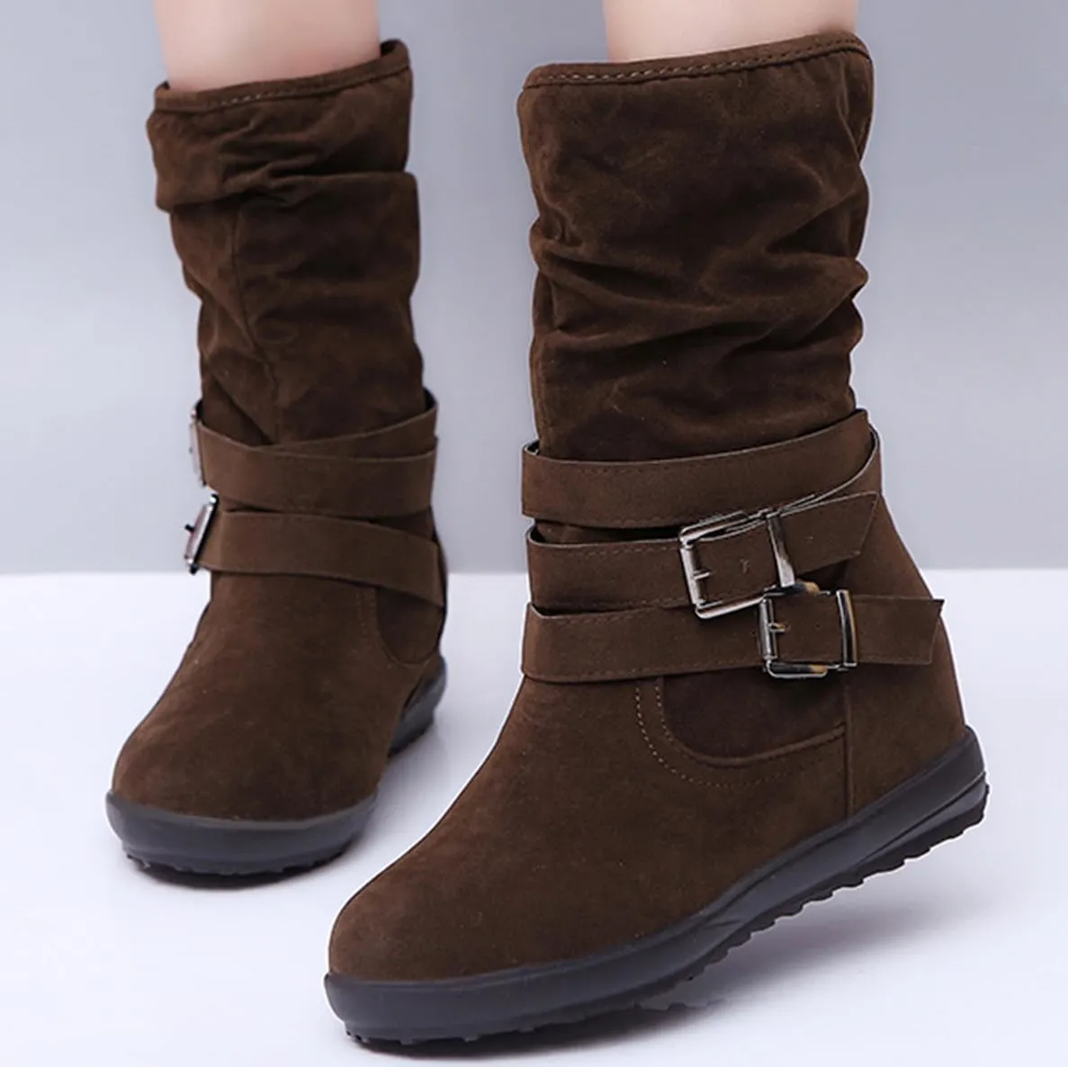 Ladmiple Snow Boots For Women Wide Width Winter Boots Slip on Fur Lined Lightweight Cold Weather Warm Ankle Booties Shoes