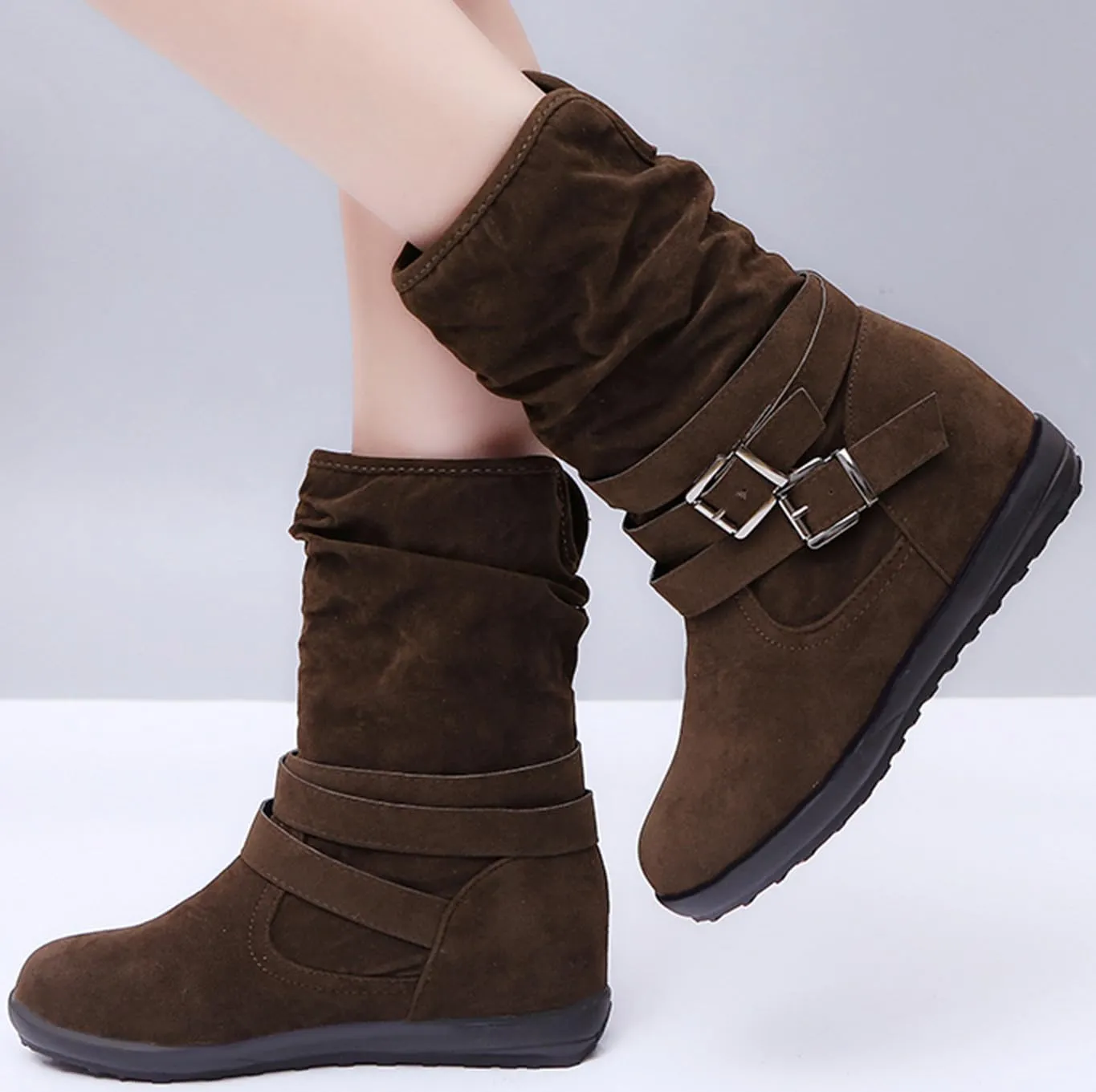 Ladmiple Snow Boots For Women Wide Width Winter Boots Slip on Fur Lined Lightweight Cold Weather Warm Ankle Booties Shoes
