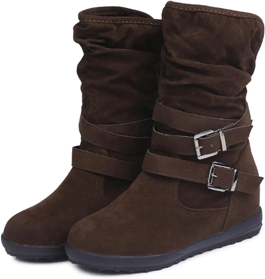 Ladmiple Snow Boots For Women Wide Width Winter Boots Slip on Fur Lined Lightweight Cold Weather Warm Ankle Booties Shoes